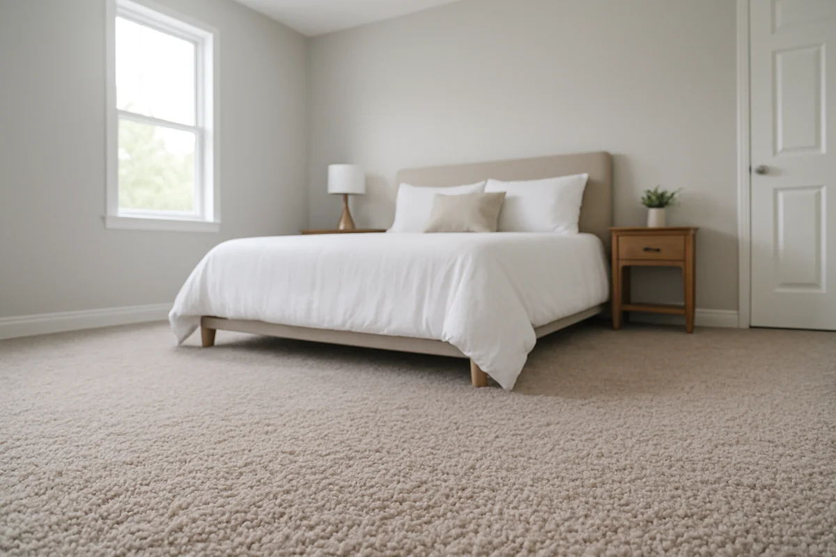 Luxurious bedroom with soft plush carpet installation - comfortable Metro Detroit home flooring